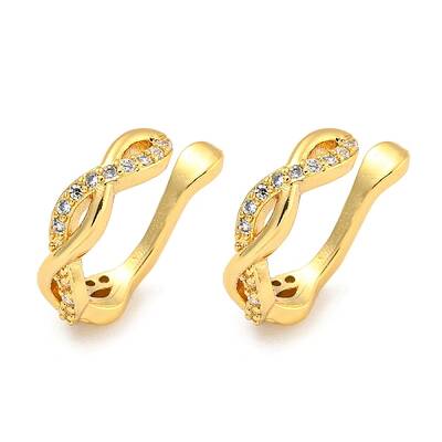 Brass Micro Pave Cubic Zirconia Cuff Earrings