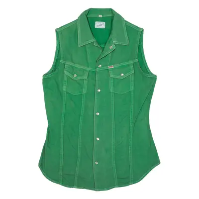 TEDDY'S Mens Denim Shirt Green Sleeveless S