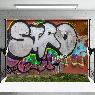 Retro Exaggerated Graffiti Wall Photography Backdrop - Aperturee