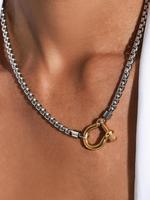 Stainless Steel Chain Necklace with Carabiner Pendant, Waterproof Necklace for Women & Men, Fashion Jewelry for Party, Daily ...
