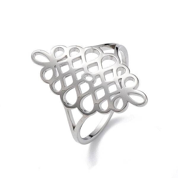 Non-Tarnish Hollow Out Chinese Knot 304 Stainless Steel Finger Ring for Women