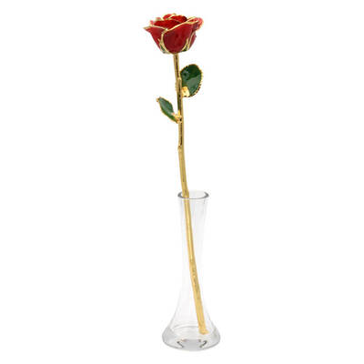 17 24k Gold Trimmed Rose in Eiffel Tower Vase