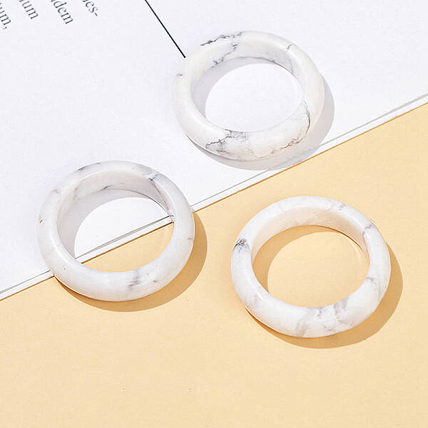Natural Howlite Plain Band Finger Rings