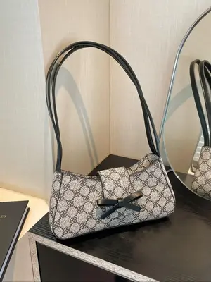 Women's Bow Decor Shoulder Bag, Casual Versatile Solid Color Underarm Bag for Daily Used, Trendy High-quality Daily/Shopping ...