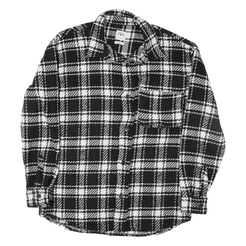 ZARA Chore Knit Jacket Black Wool Check Mens S