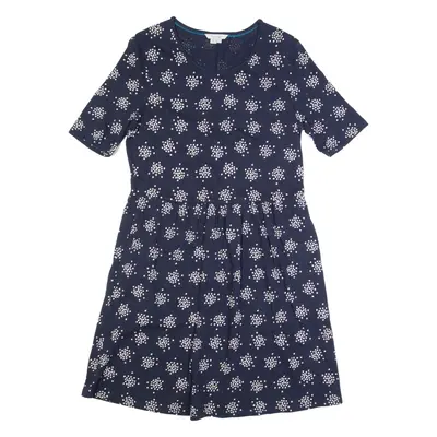 BODEN Womens Fit & Flare Dress Blue Spotted Short Sleeve Knee Length UK 12