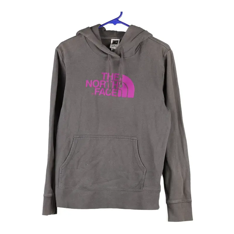 The North Face Spellout Hoodie - Large Grey Cotton Blend