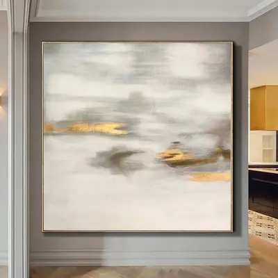 Large Oil Painting Original Beige Paintings On Canvas Abstract Gold Art Contemporary Wall Art Modern Wall Decor | MISTY WAY