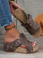 Women's Fashionable Solid Color Platform Sandals, Casual Comfortable Sandals for Beach Vacation, All-match Commuter Shoes for...