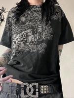 Women's Round Neck Tee, Y2K Casual Street Short Sleeve T-Shirt for Daily Wear, Ladies Clothes for All Seasons, Western Tops