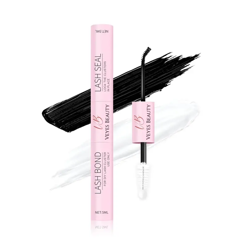 Veyesbeauty Lash Bond & Seal - Black 10ml Waterproof 2 in 1 Cluster Lash Glue for Eyelash Extensions Long Lasting Strong Hold...