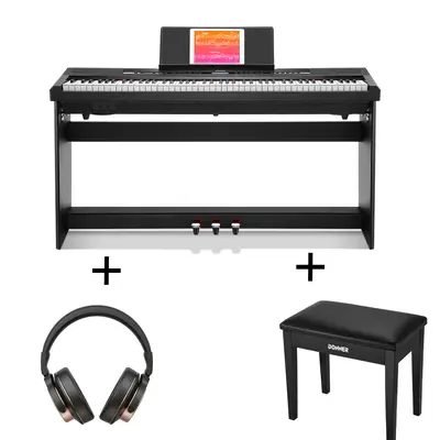 Donner DEP-20 Weighted Digital Piano - Black / Piano+Bench+Headphones