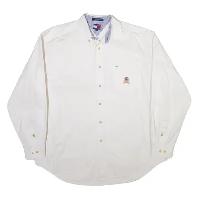 TOMMY HILFIGER Mens Plain Shirt White Long Sleeve L
