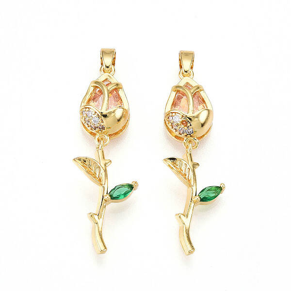 Brass Micro Pave Cubic Zirconia Pendants