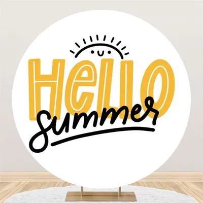Sum Simple Line Draw Round Hello Summer Backdrop - Aperturee