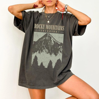 Comfort Colors Colorado Shirt, Rocky Mountains T-Shirt, Trendy Oversized Aesthetic Tee, Women's Letter Print Short Sleeve Tee
