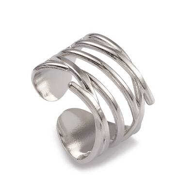Non-Tarnish 304 Stainless Steel Hollow Out Open Cuff Rings for Women