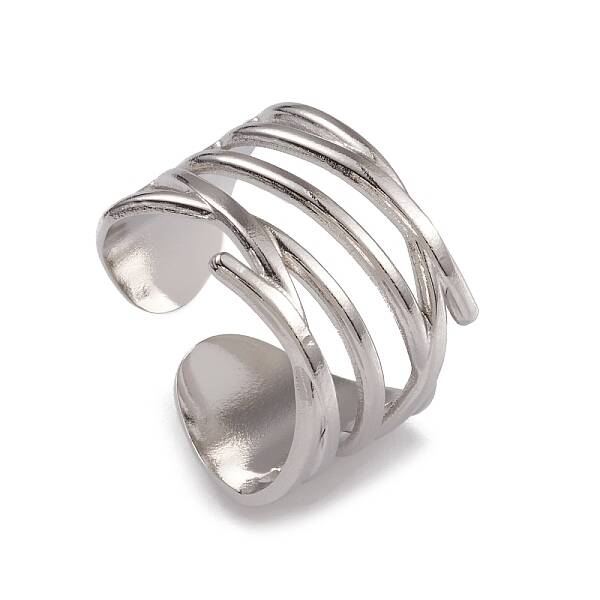 Non-Tarnish 304 Stainless Steel Hollow Out Open Cuff Rings for Women