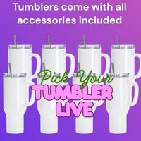 Pick Your Tumbler Live 40oz Cute Stainless Steel Handmade Designed Tumbler with Handle Lid & Straw Perfect for Hot or Cold Dr...