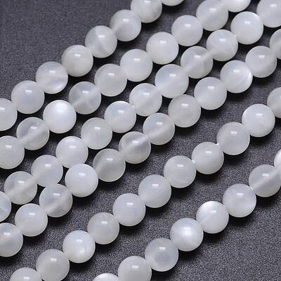 Natural White Moonstone Round Bead Strands