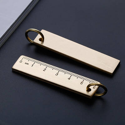 6cm Sturdy Straight Brass Ruler with Key Ring