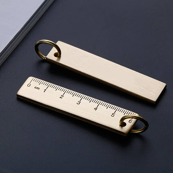 6cm Sturdy Straight Brass Ruler with Key Ring