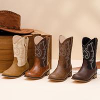 Girls Cowgirl Boots Unisex-Child Mid Calf Embroidered Toddler Cowboy Boot Little Big Kids Western Riding Shoes