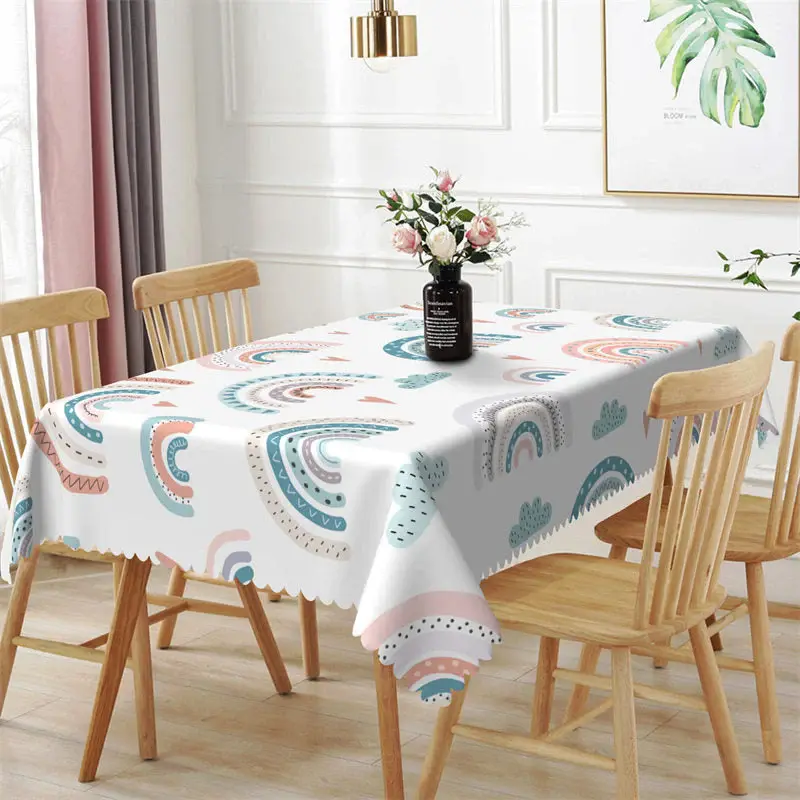 Colorful Lines Rainbow Heart Rectangle Tablecloth - Aperturee