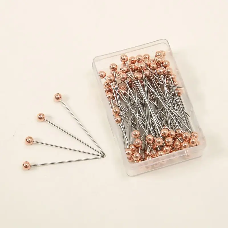 100pcs/box Sewing Pins with Ball Head, Straight Quilting Pins For Dressmaker, Beads Earrings Jewelry Making Tool