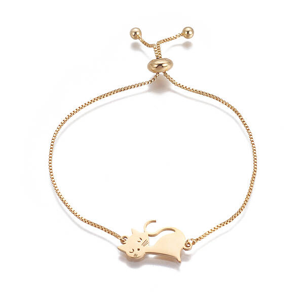 201 Stainless Steel Kitten Slider Bracelets