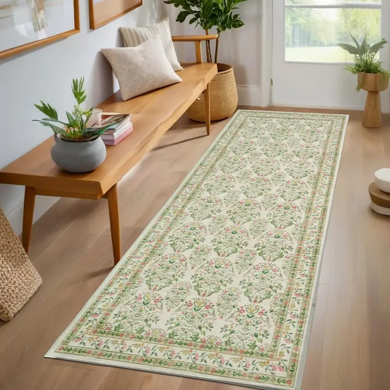 Garvee Washable Area Rug Soft Low Pile Distressed Vintage Indoor Carpet for Living Room Bedroom Dining Room Home Decor
