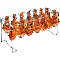 Stainless Steel Chicken Leg & Wing Barbecue Rack, 1 Count 14 Slots Bbq Chicken Drumsticks Holder, Roaster Stand for Smoker Gr...