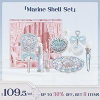 Flower Knows Marine Shell Set, full face makeup set with brush, mirror, hairpin, cosmetic, ideal for gift, dealsforyoudays