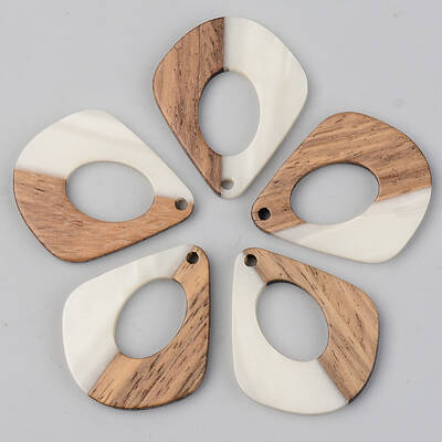 Opaque Resin & Walnut Wood Pendants