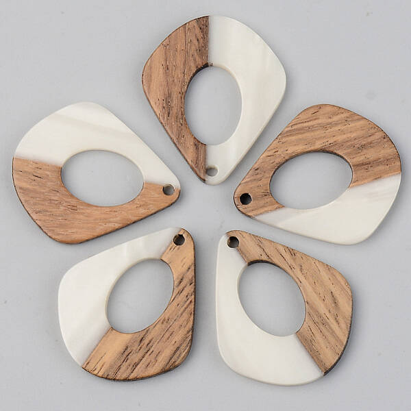 Opaque Resin & Walnut Wood Pendants