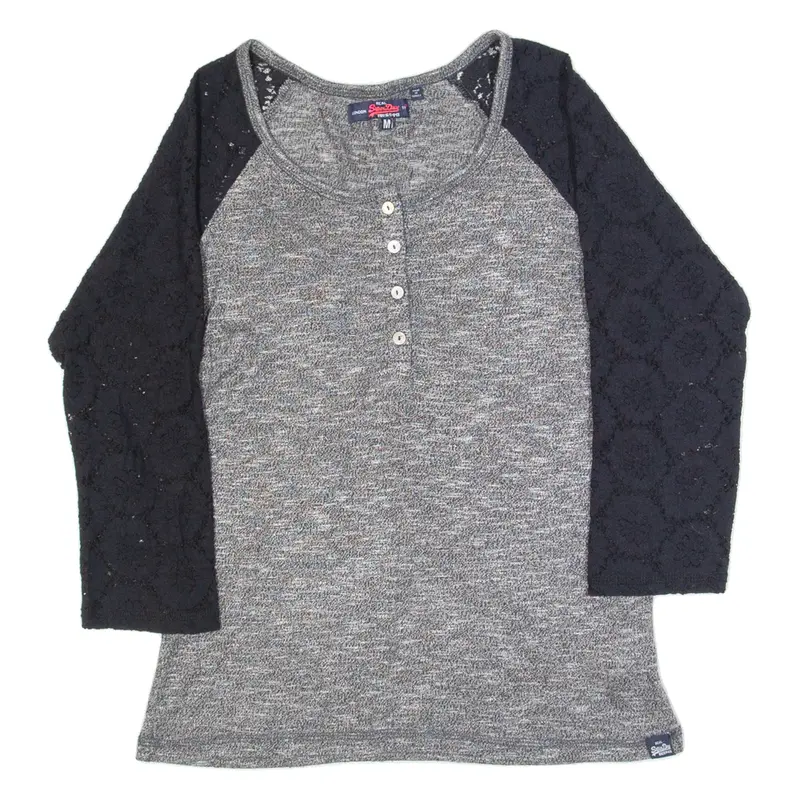 SUPERDRY Womens Top Grey 3/4 Sleeve M