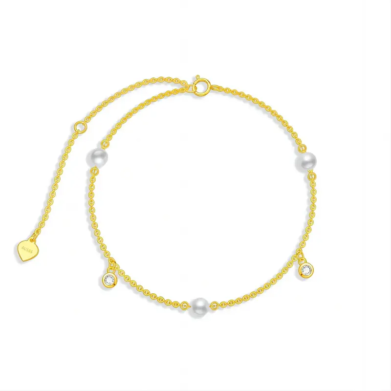 14K Gold Pearl Chain Bracelet