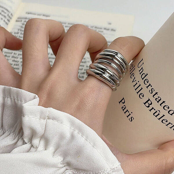 Multi Layer Alloy Wrap Finger Rings for Women