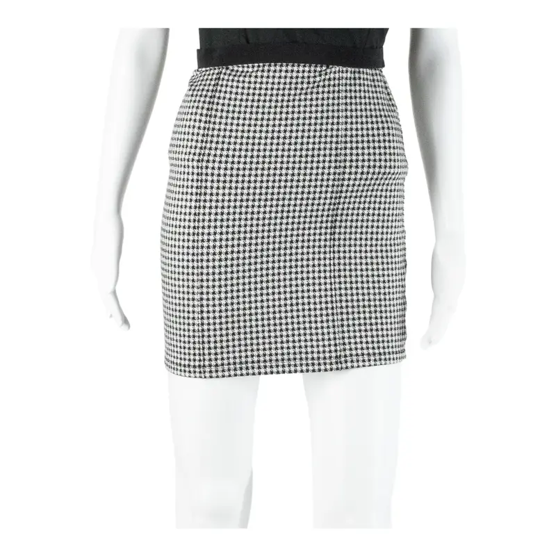 PATRIZIA PEPE Short Pencil Skirt Black Viscose Houndstooth Womens UK 4