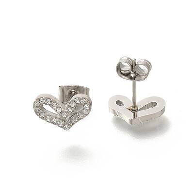 304 Stainless Steel Micro Pave Clear Cubic Zirconia Stud Earrings