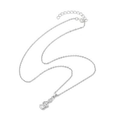 Brass Micro Pave Cubic Zirconia Musical Note Pendant Necklace