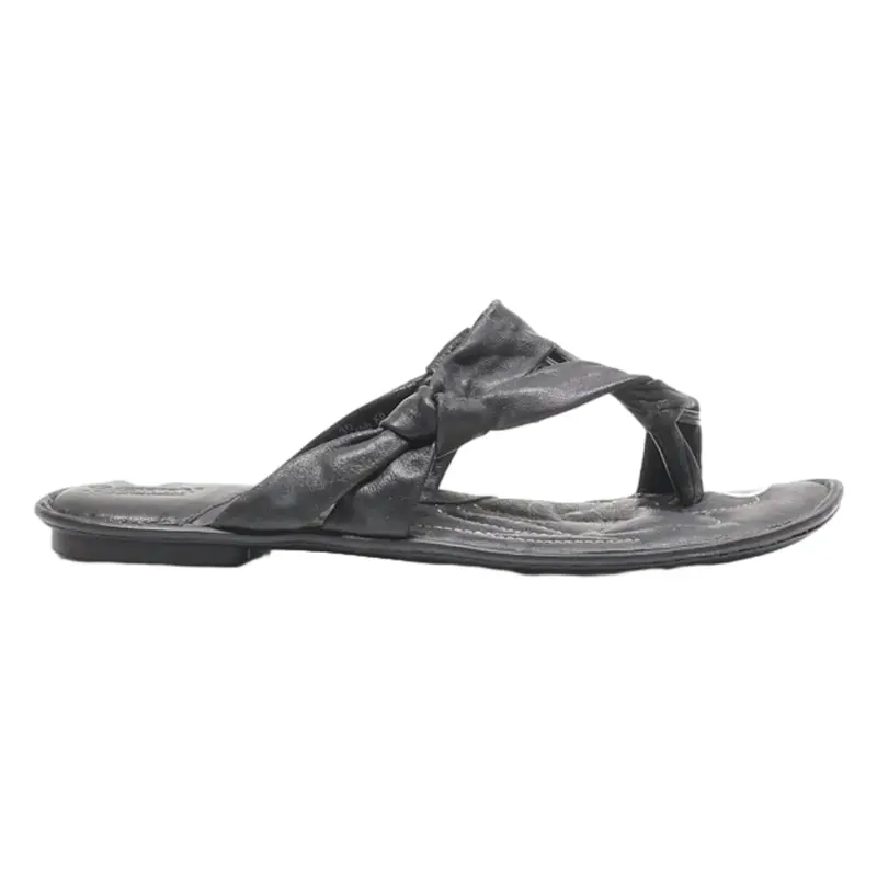 BORN Flip Flop Sandals Black Leather Womens UK 6