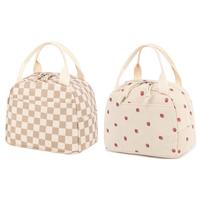 Portable Durable Lunch Bag, 1 Count Durable Corduroy Insulated Lunch Bag with Handle, Lunch Box Bag for Work, School, Outdoor...