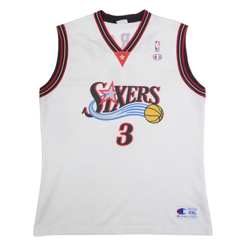 CHAMPION Philadelphia 76ers #3 Iverson Mens Jersey White Sleeveless 90s USA 2XL