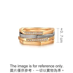 'M' 18K Red & Black Gold Diamond Ring