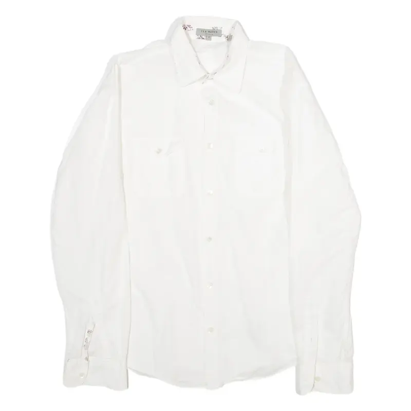 TED BAKER Mens Plain Shirt White Long Sleeve M