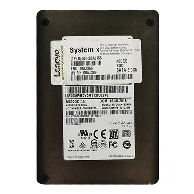 00AJ365 IBM 480GB Multi-Level Cell SATA 6Gb/s Hot-Swappable 2.5-Inch Solid State Drive