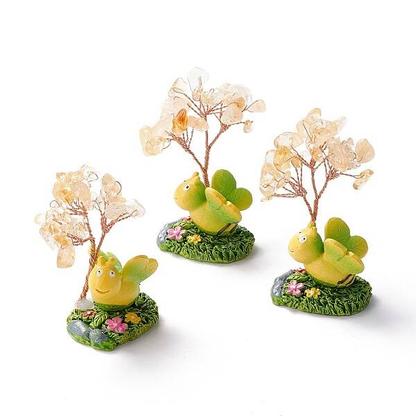 Natural Citrine Chips & Resin Pedestal Display Decorations