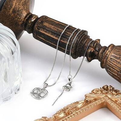 Brass Clear Cubic Zirconia Heart Pendant Box Chain Necklaces