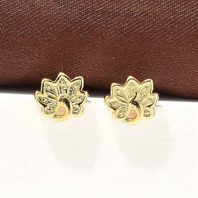 Peacock Brass Stud Earrings